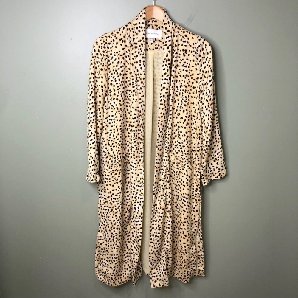 Cupcakes & Cashmere Arianne Leo Dot Duster Coat Kimono Latte Size XS Leopard - Picture 4 of 11